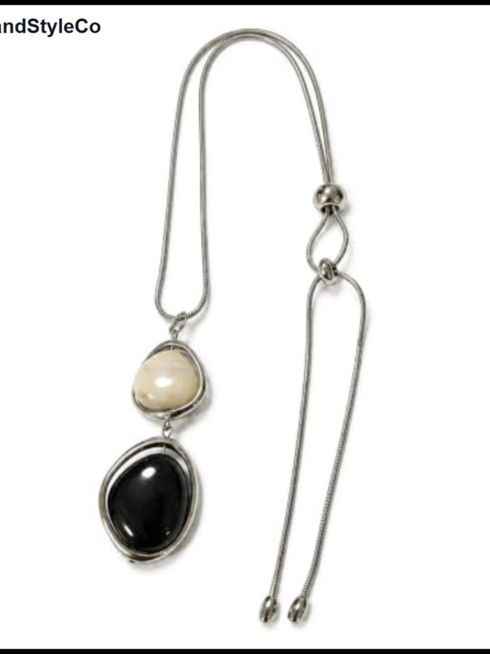 Geometric Pendant Necklace Silver Slide Lariat Long Statement Layer Jewelry